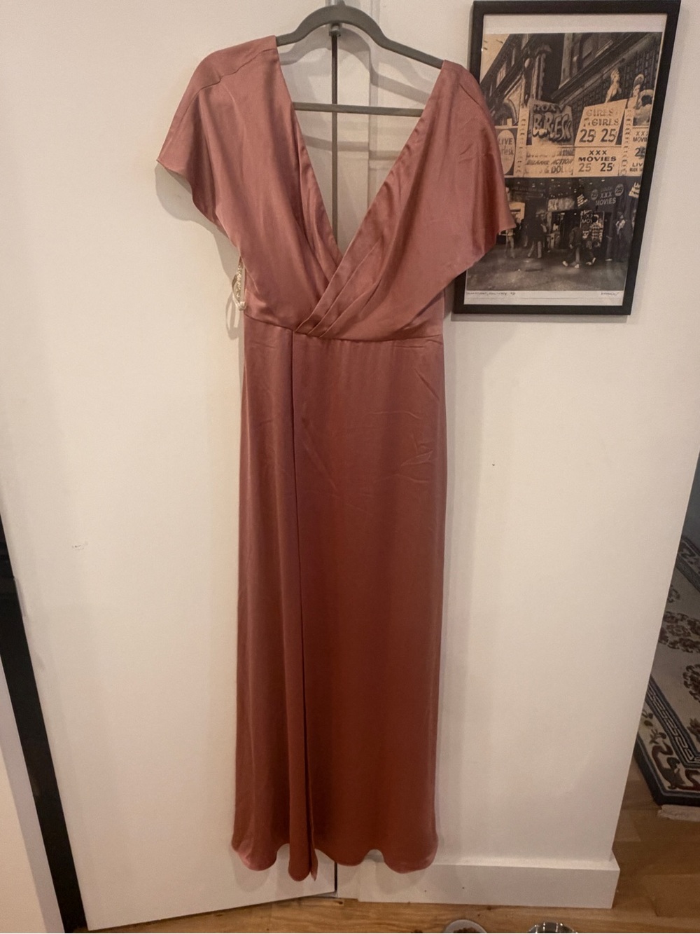 Jenny Yoo Silk Dress Gown in Dusty Rose